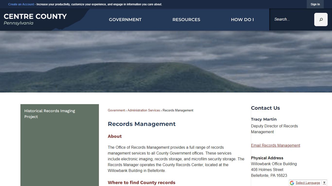 Records Management | Centre County, PA - Official Website