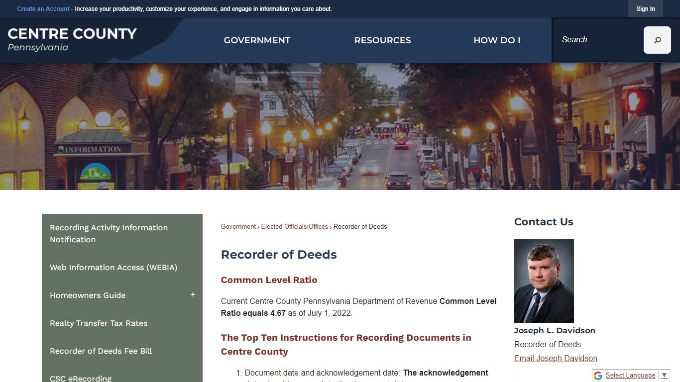 Recorder of Deeds | Centre County, PA - Official Website